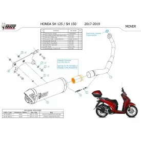 Mivv Scarico Sportivo Completo Nero Honda SH 150 MV.HO.0005.LV + ACC.041.A1