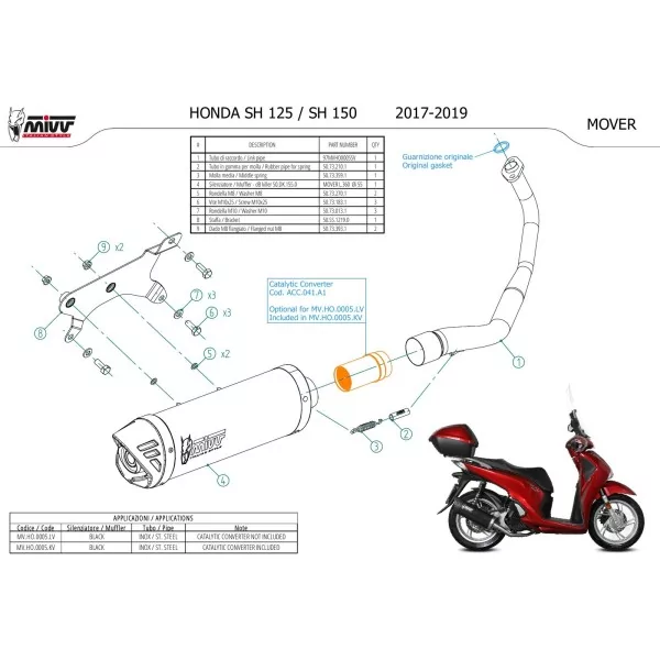 Mivv Sport Exhaust Full System Black Honda SH 150