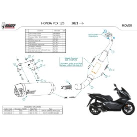 Mivv Echappement Sport Complet Noir Honda PCX 125 MV.HO.0006.LV + ACC.076.A1