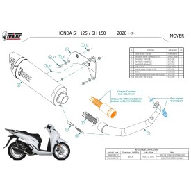 Mivv Komplette Sport-Auspuffanlage Schwarz Honda SH 150 MV.HO.0007.LV + ACC.042.A1