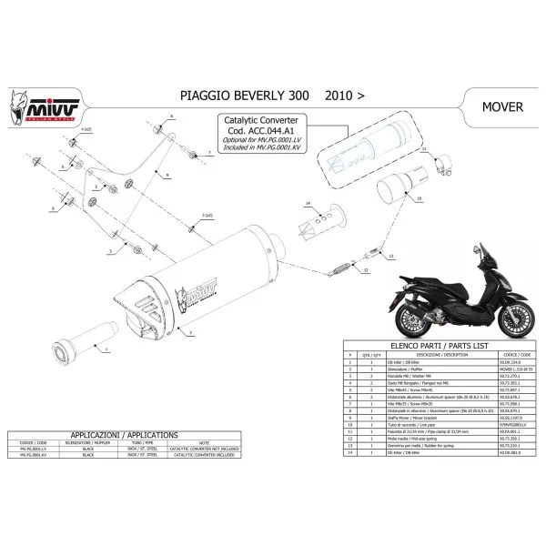 Mivv MOVER Noir Piaggio BEVERLY 300