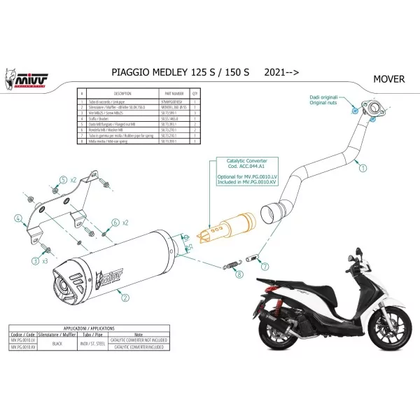 Mivv Escape Deportivo Completo Negro Piaggio MEDLEY 125 S