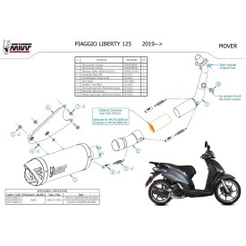 Mivv Scarico Sportivo Completo Nero Piaggio LIBERTY 125 MV.PG.0009.LV + ACC.076.A1