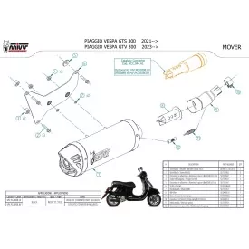 Mivv MOVER Noir Piaggio VESPA GTS 300 MV.PG.0008.LV + ACC.044.A1