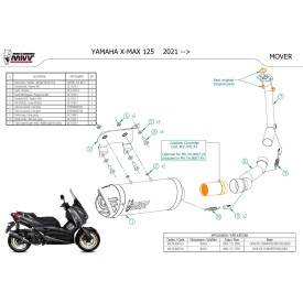 Mivv Sport Exhaust Full System Black Yamaha X-MAX 125 MV.YA.0007.LV + ACC.041.A1