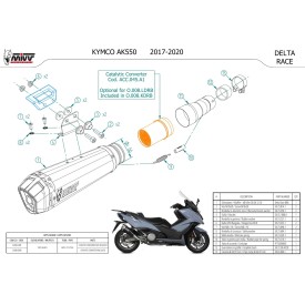 Mivv DELTA RACE Edelstahl Kymco AK550 O.008.LDRB + ACC.045.A1