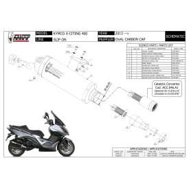 Mivv OVAL Schwarz Carbon-Endkappe Kymco XCITING 400i O.010.LVC + ACC.046.A1