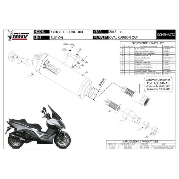 Mivv OVAL Nero fondello carbonio Kymco XCITING 400i