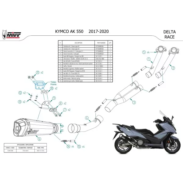 Mivv Sport Exhaust Full System Stainless Steel Kymco AK550