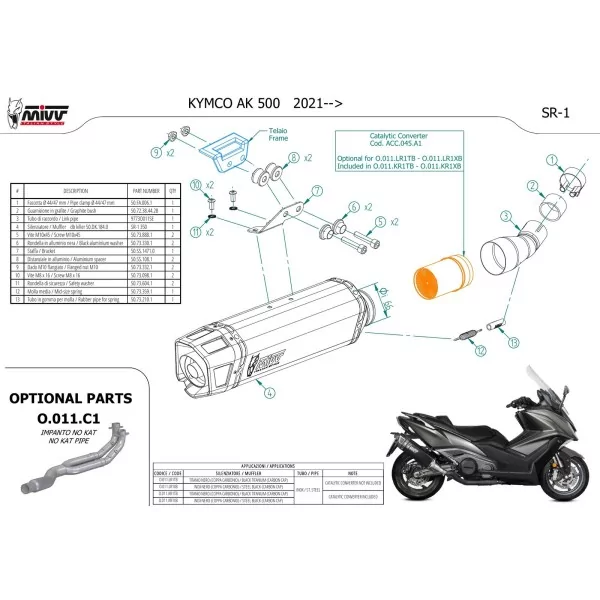 Mivv SR-1 Titane Noir Kymco AK550