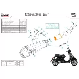 Mivv DELTA RACE Noir Piaggio VESPA GTS 300 P.009.LDRB + ACC.041.A1