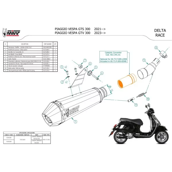 Mivv DELTA RACE Schwarz Piaggio VESPA GTS 300
