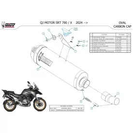 Mivv OVAL Black carbon end cap QJ Motor SRT 700 / X QJ.001.LVC