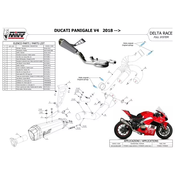 Mivv Scarico Sportivo Completo Titanio Integrale Ducati PANIGALE V4