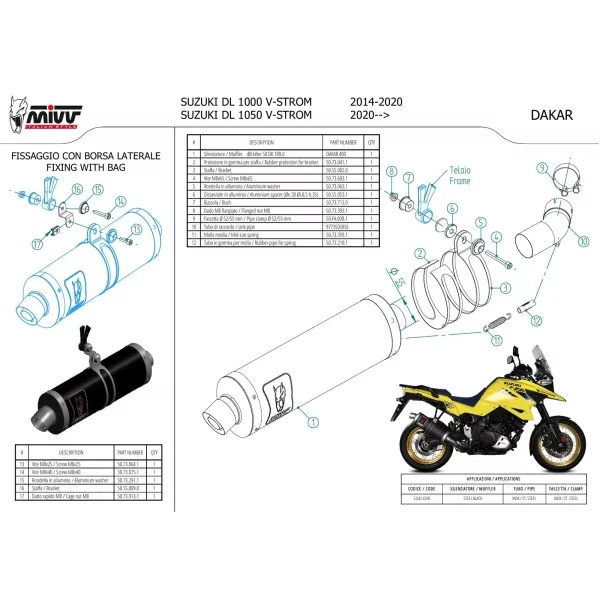 Mivv DAKAR Noir Suzuki V-STROM 1000