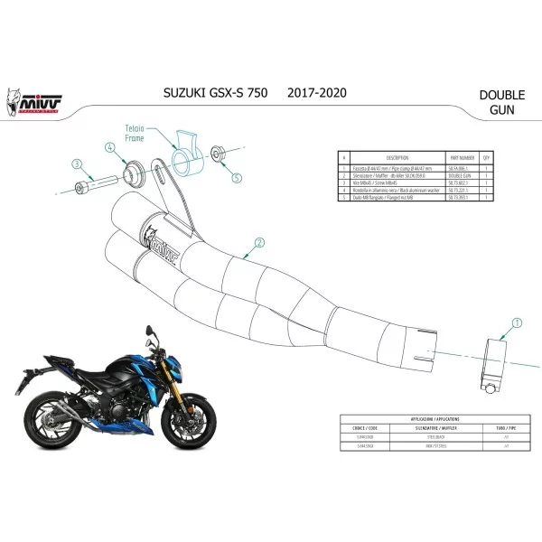 Mivv DOUBLE GUN Inox Suzuki GSX-S 750