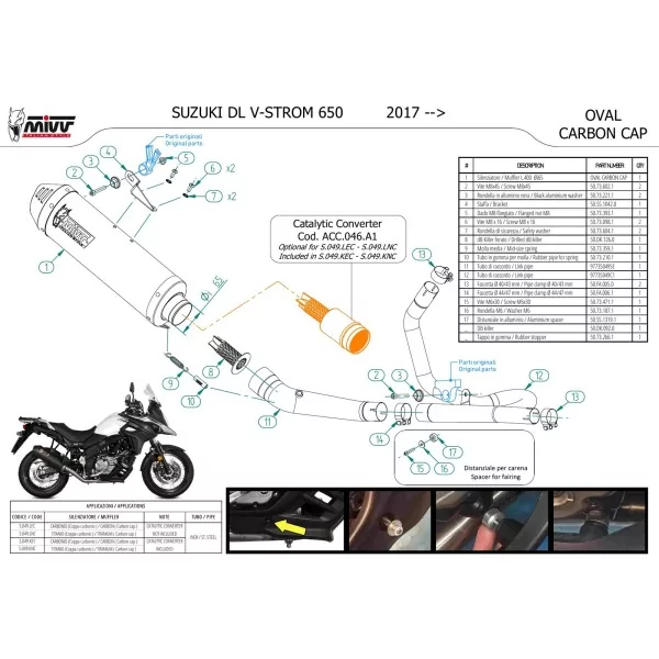Mivv Escape Deportivo Completo Carbono fondo carbono Suzuki V-STROM 650