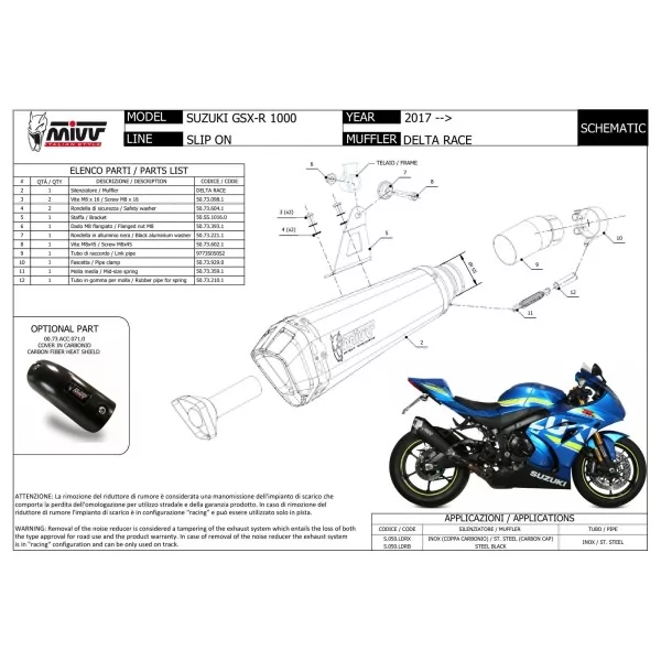 Mivv DELTA RACE Black Suzuki GSX-R 1000