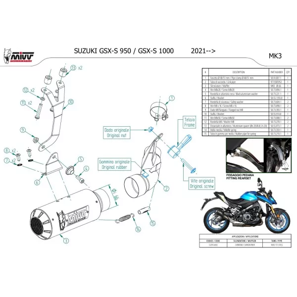 Mivv MK3 Carbon Suzuki GSX-S 950
