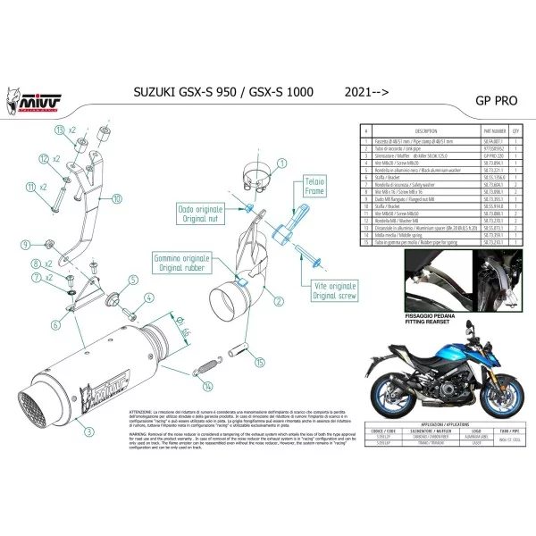 Mivv GPpro Titane Suzuki GSX-S 1000