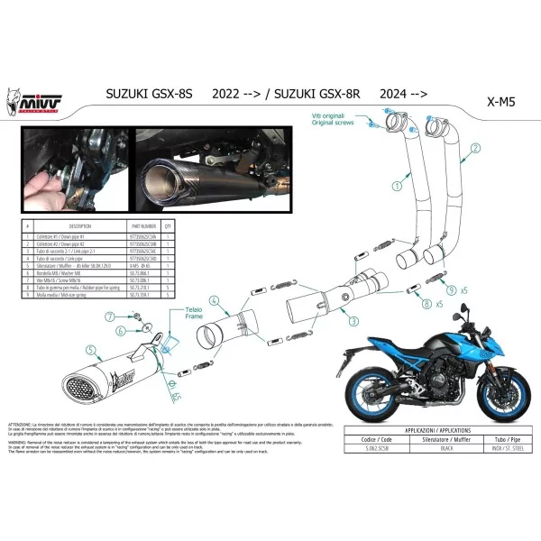 Mivv Komplette Sport-Auspuffanlage Schwarz Suzuki GSX-8S