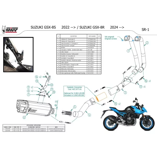 Mivv Komplette Sport-Auspuffanlage Schwarz Suzuki GSX-8R