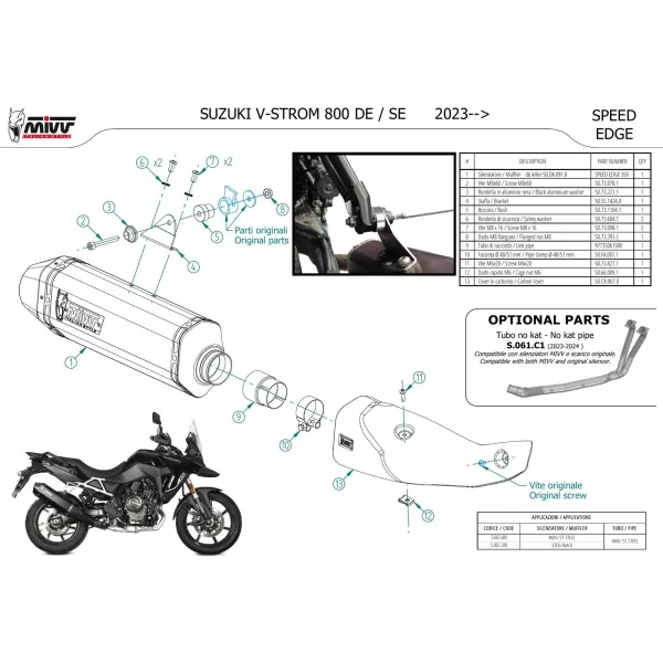 Mivv SPEED EDGE Inox Suzuki V-STROM 800 SE