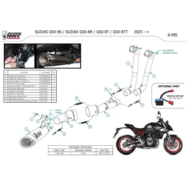 Mivv Sport Exhaust Full System Black Suzuki GSX-8T / GSX-8TT