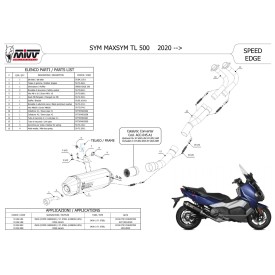Mivv Scarico Sportivo Completo Nero Sym MAXSYM TL 500 SY.002.LRB + ACC.045.A1