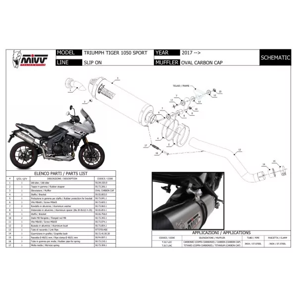 Mivv OVAL Titanio fondello carbonio Triumph TIGER 1050 SPORT