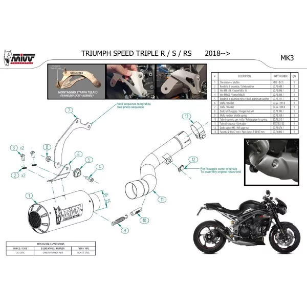 Mivv MK3 Carbon Triumph SPEED TRIPLE 1050 R / S / RS