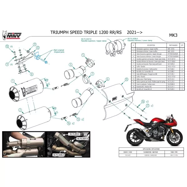Mivv MK3 Carbone Triumph SPEED TRIPLE 1200 RR / RS