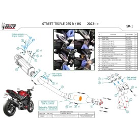 Mivv Komplette Sport-Auspuffanlage Schwarzes Titan Triumph STREET TRIPLE 765 R / RS T.026.LR1TB + ACC.077.A1
