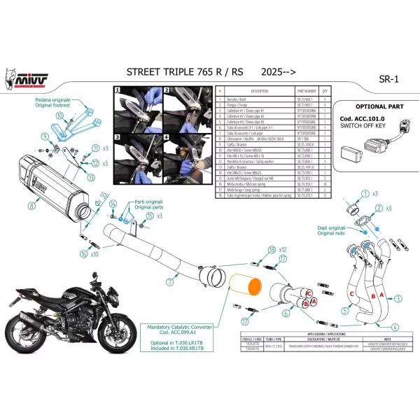 Mivv Sport Exhaust Full System Black Titanium Triumph STREET TRIPLE 765 R / RS