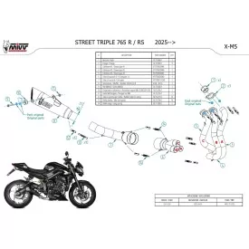 Mivv Komplette Sport-Auspuffanlage Schwarz Triumph STREET TRIPLE 765 R / RS T.031.SC5B