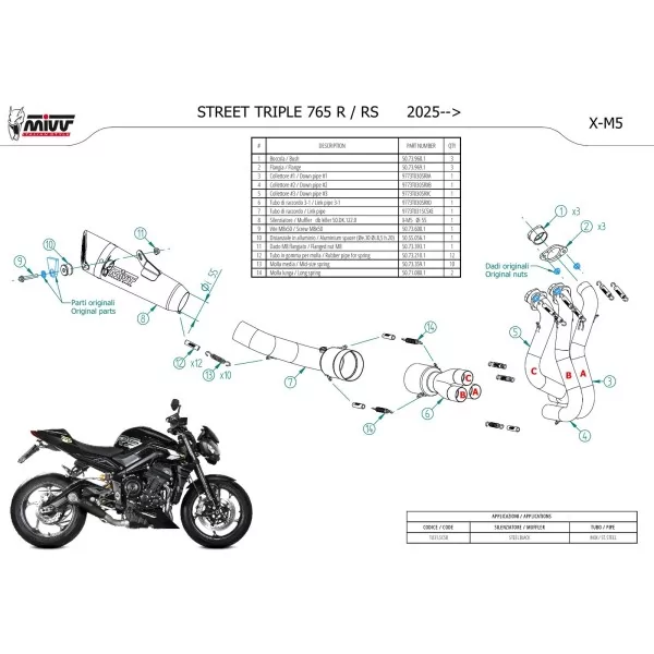 Mivv Sport Exhaust Full System Black Triumph STREET TRIPLE 765 R / RS