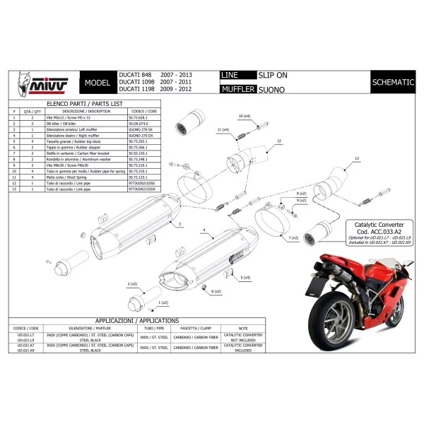 Mivv SUONO Edelstahl Ducati 848