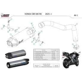Mivv AK-1 Titanio fondo carbono Honda CBR 600 RR UH.038.L4K