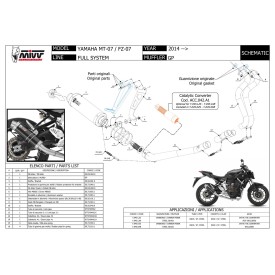 Mivv Komplette Sport-Auspuffanlage Schwarz Carbon-Endkappe Yamaha MT-07 / FZ-07 Y.045.LXBC + ACC.042.A1