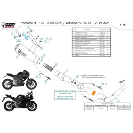 Mivv Komplette Sport-Auspuffanlage Schwarz Yamaha YZF R125 Y.067.LC4B + ACC.076.A1