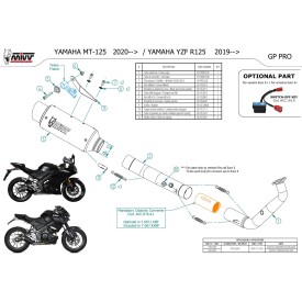 Mivv Sport Exhaust Full System Black Yamaha YZF R125 Y.067.LXBP + ACC.076.A1