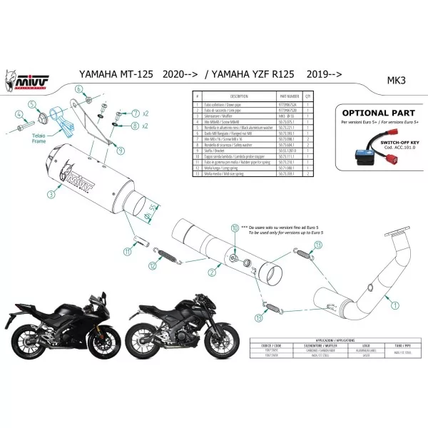 Mivv Echappement Sport Complet Carbone Yamaha MT-125
