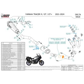 Mivv Komplette Sport-Auspuffanlage Schwarz Yamaha Tracer 9 / GT / GT+ Y.069.LDRB + ACC.077.A1