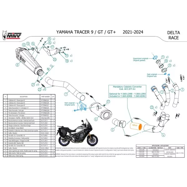 Mivv Scarico Sportivo Completo Nero Yamaha Tracer 9 / GT / GT+