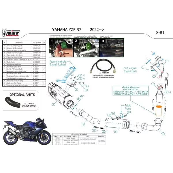 Mivv Scarico Sportivo Completo Titanio Yamaha YZF R7