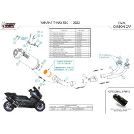 Mivv Scarico Sportivo Completo Nero fondello carbonio Yamaha T-MAX 560 Y.073.LVC + ACC.045.A1