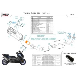 Mivv Scarico Sportivo Completo Nero Yamaha T-MAX 560 Y.073.LR1XBN + ACC.045.A1