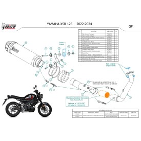Mivv Scarico Sportivo Completo Carbonio fondello carbonio Yamaha XSR 125 Y.075.L2SC + ACC.076.A1
