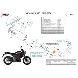 Mivv Komplette Sport-Auspuffanlage Schwarz Yamaha XSR 125 Y.075.LH1BA + ACC.076.A1