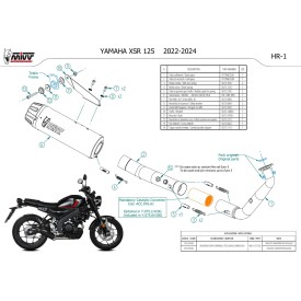 Mivv Scarico Sportivo Completo Nero fondello carbonio Yamaha XSR 125 Y.075.LH1BG + ACC.076.A1